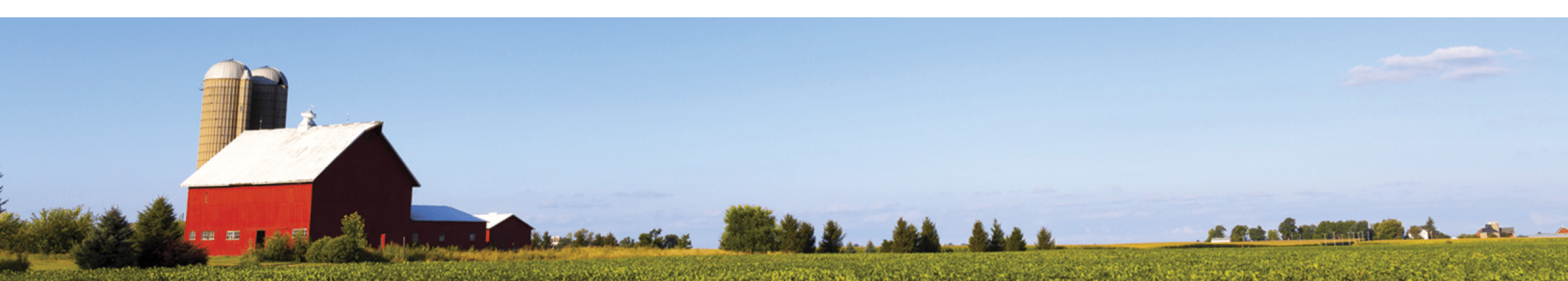 American Farmland With Blue Cloudy Sky