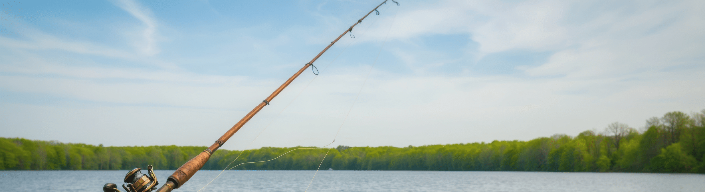 A fishing rod is stuck in a cement block on a pier. AI generated content